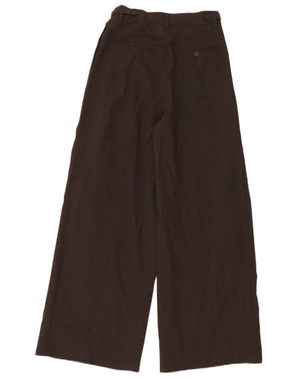 Pantaloni chino a gamba larga a vita alta da donna Zara XS W24 L31 Gessato marrone