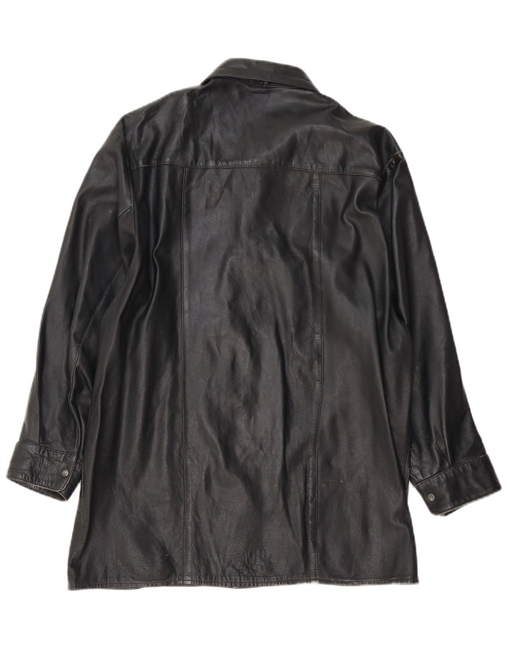 Giacca in pelle vintage da uomo UK 38 media nera