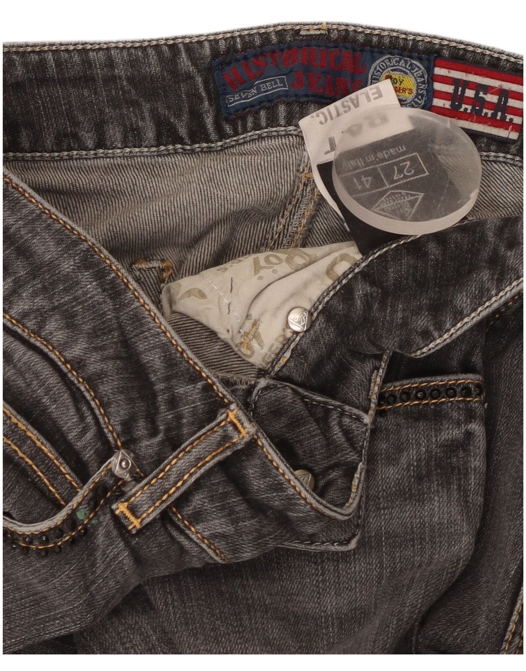 Jeans slim da donna Roy Rogers W27 L33 cotone grigio