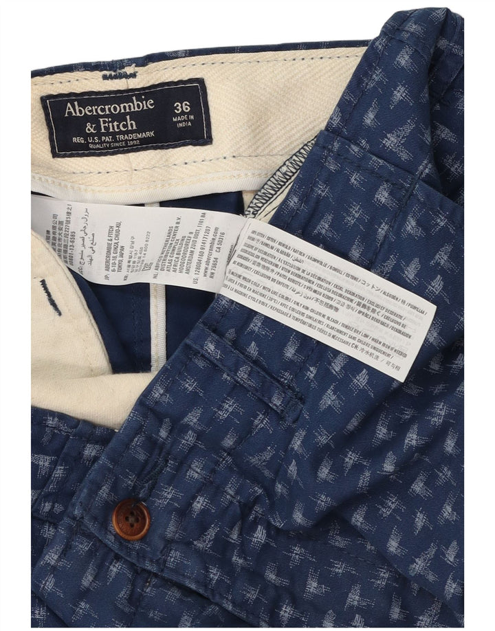 Pantaloncini chino da uomo con motivo astratto Abercrombie & Fitch W36 grandi blu navy