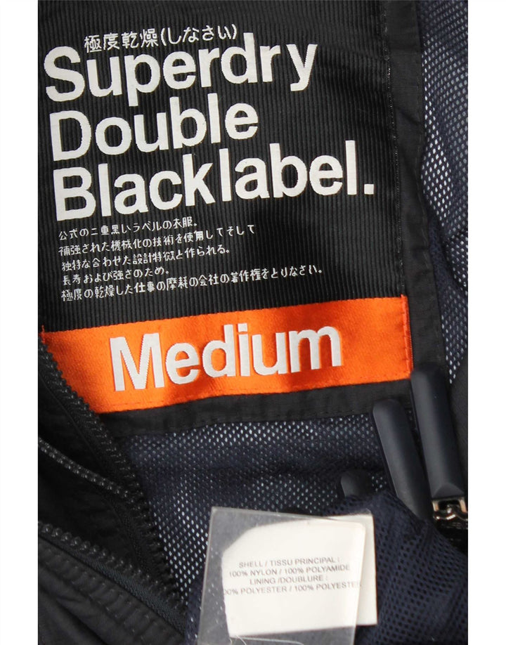 Giacca antipioggia grafica da donna Superdry UK 12 nylon medio blu navy