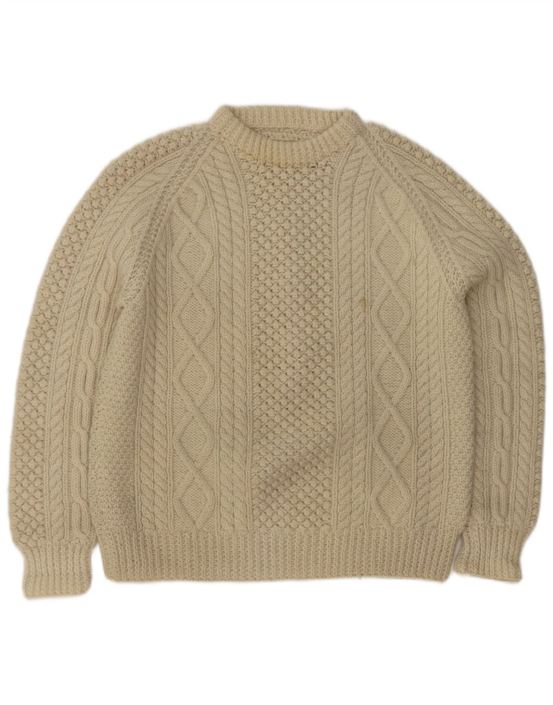 Maglione girocollo da uomo vintage color bianco sporco medio