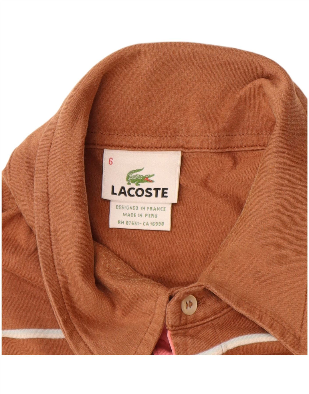Polo da uomo Lacoste taglia 6 XL in cotone a righe marrone