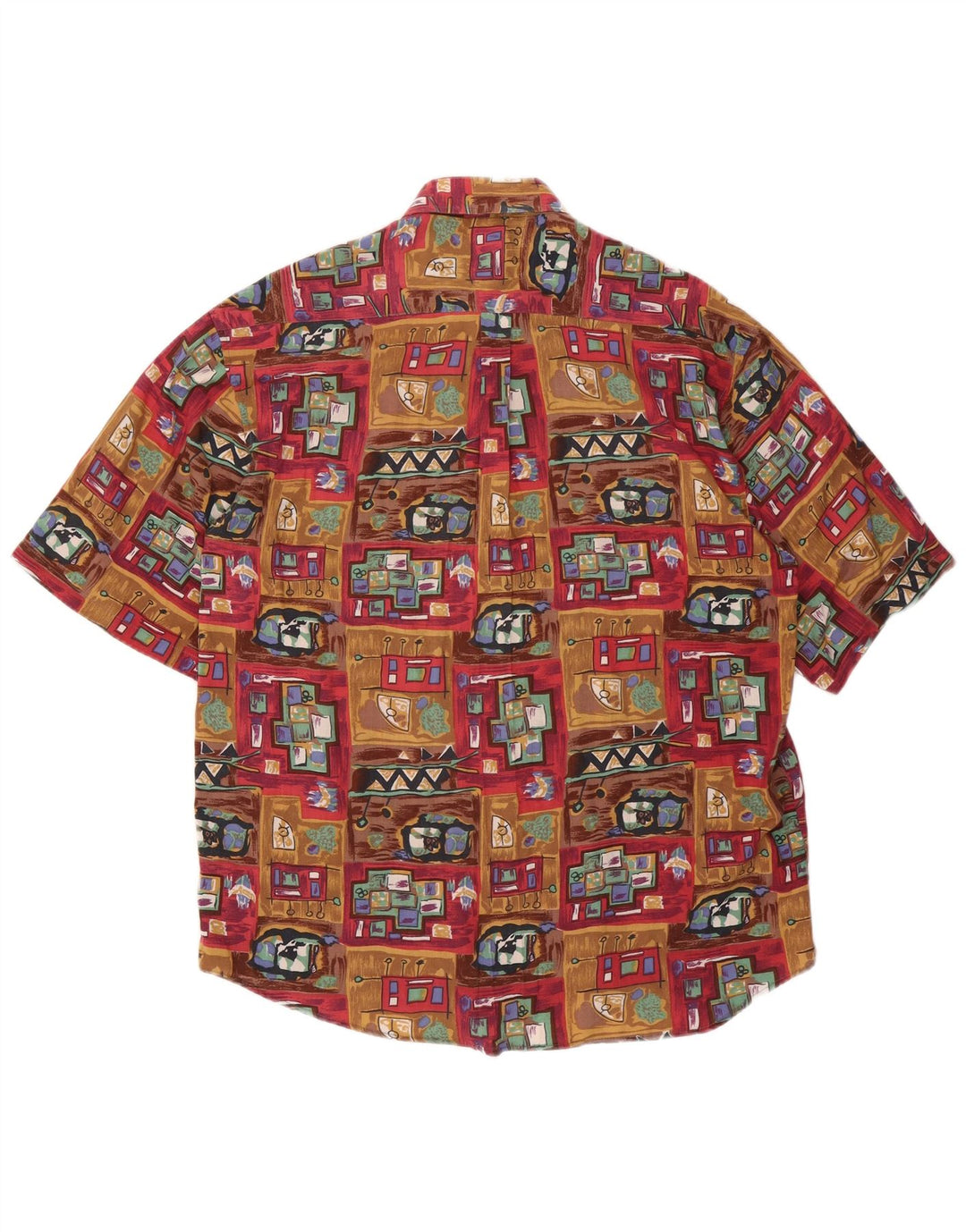 Camicia a maniche corte da uomo VINTAGE XL Patchwork marrone