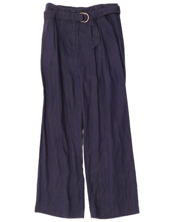 Pantaloni casual a vita alta da donna Marks & Spencer UK 14 Large W32 L32 Navy