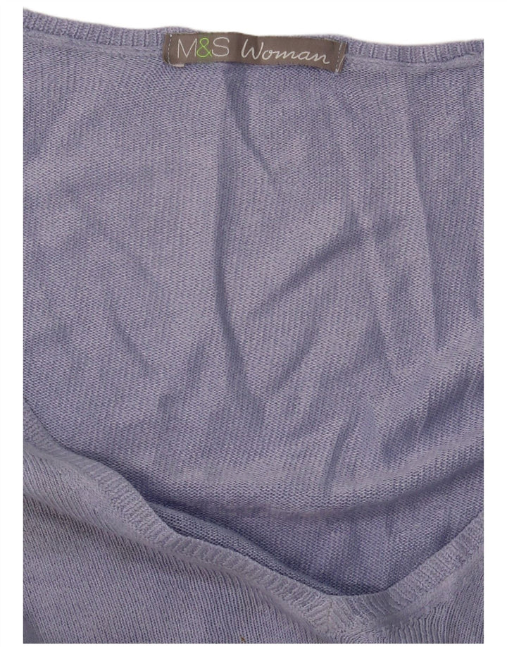 Maglione maglione con scollo a V da donna Marks & Spencer UK 16 grande viola