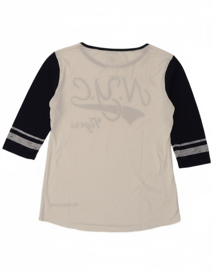 TOMMY HILFIGER Womens Graphic Top 3/4 Sleeve UK 12 Medium White