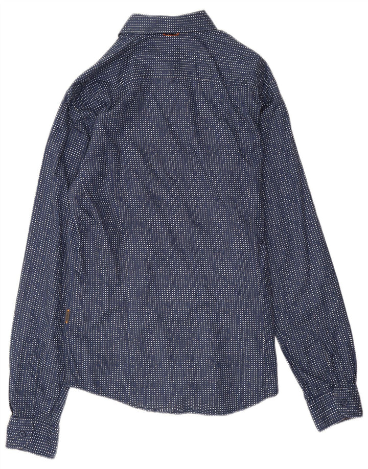 Camicia da uomo Hugo Boss in cotone maculato medio blu navy