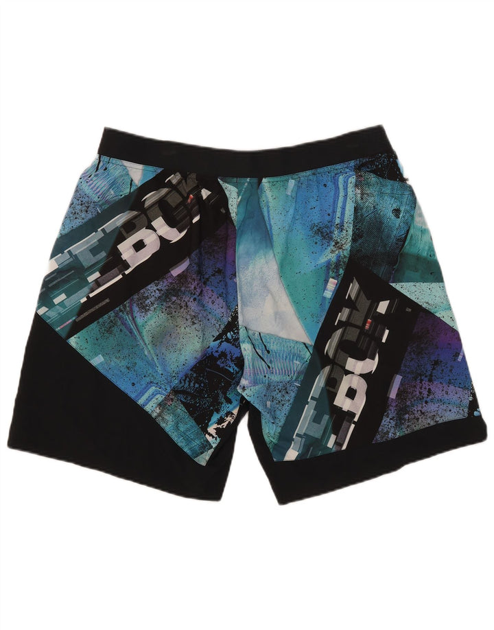 Pantaloncini da bagno grafici da uomo Reebok grandi in poliestere color block blu