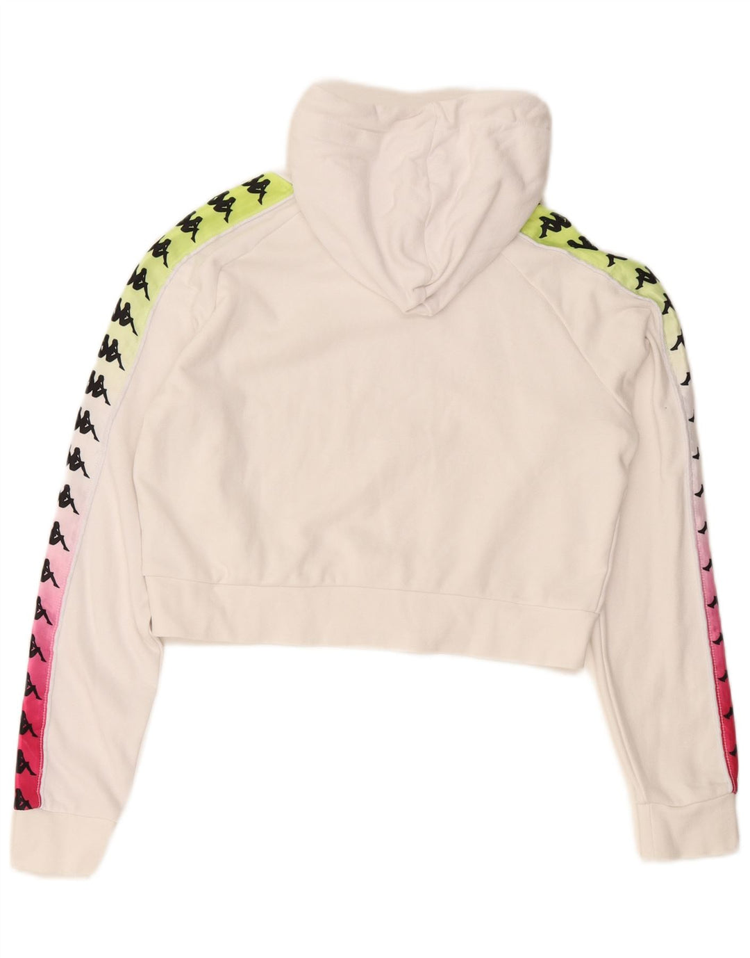KAPPA Womens Crop Graphic Hoodie Jumper UK 14 Medium White