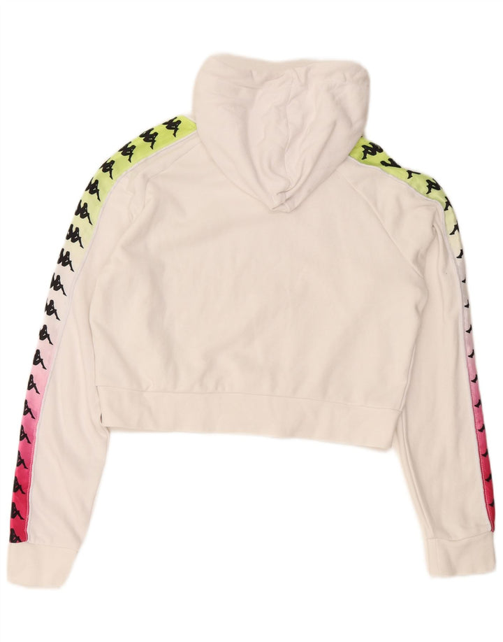 KAPPA Womens Crop Graphic Hoodie Jumper UK 14 Medium White