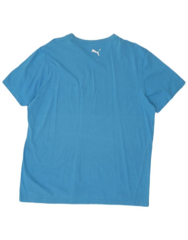 T-shirt grafica da uomo Puma Top XL in cotone blu