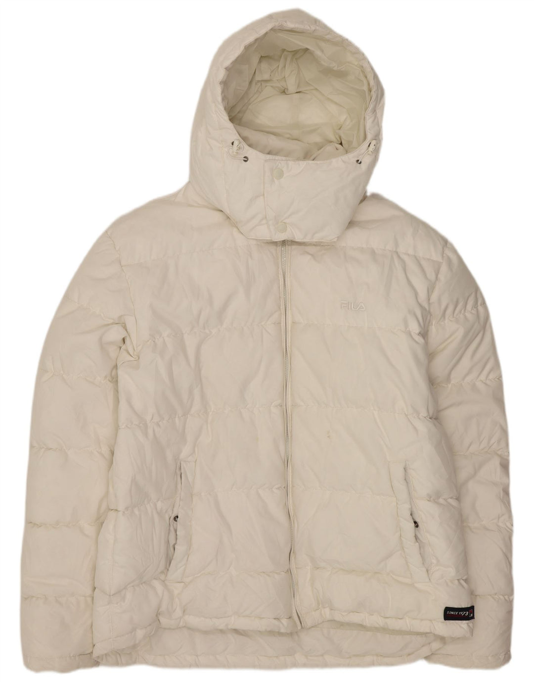 Giacca imbottita con cappuccio da uomo FILA UK 42 XL poliestere bianco