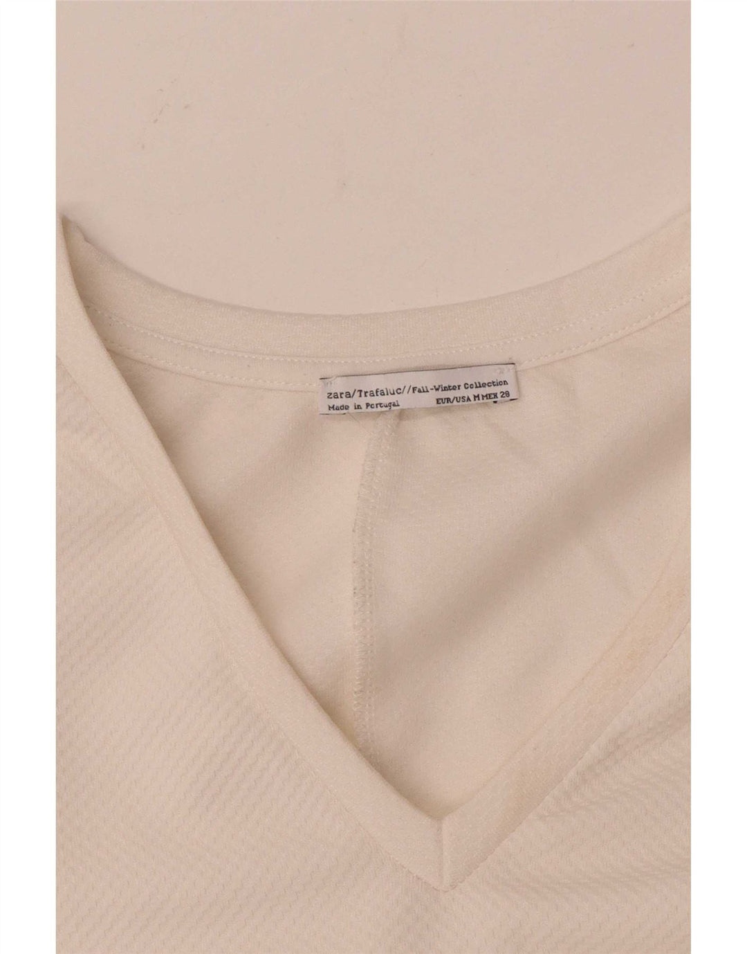 Top Zara Trafaluc da donna a maniche lunghe UK 14 medio bianco sporco