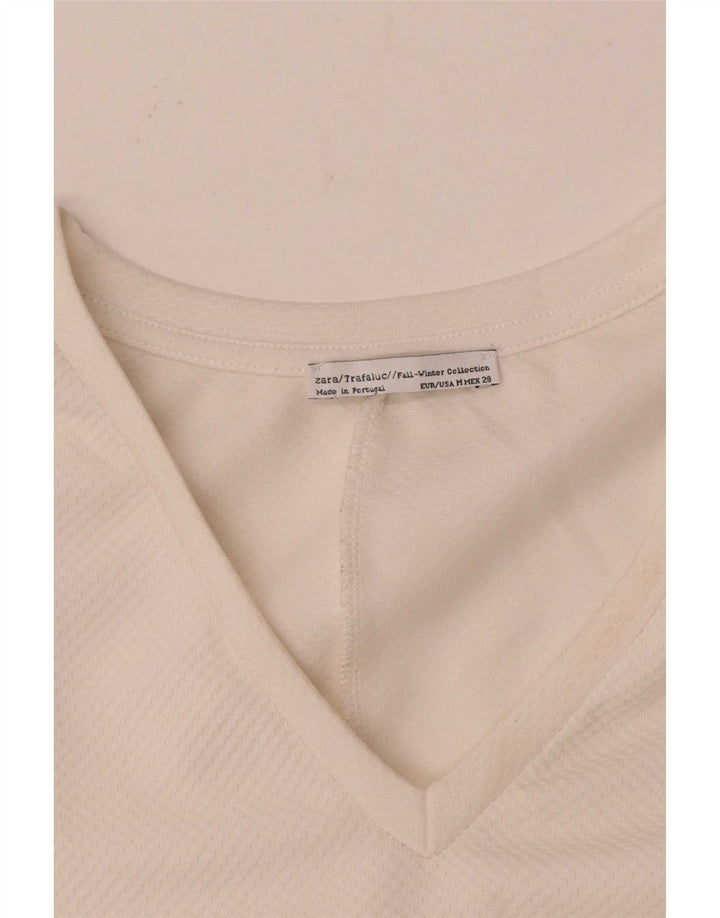 Top Zara Trafaluc da donna a maniche lunghe UK 14 medio bianco sporco