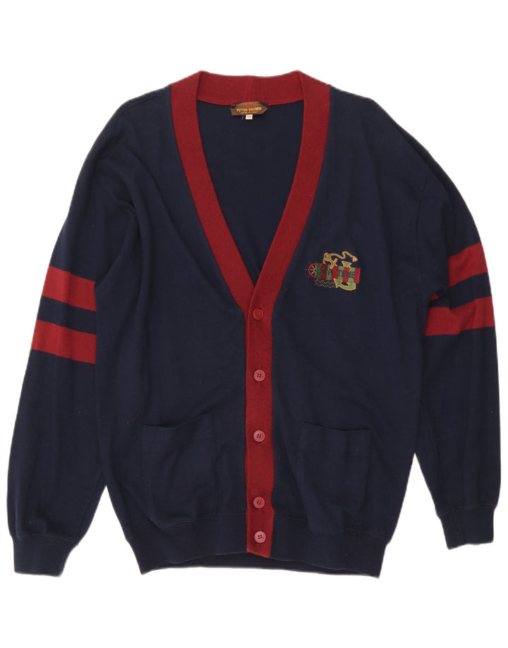 Maglione cardigan da uomo Peter Brown IT 50 cotone blu navy medio