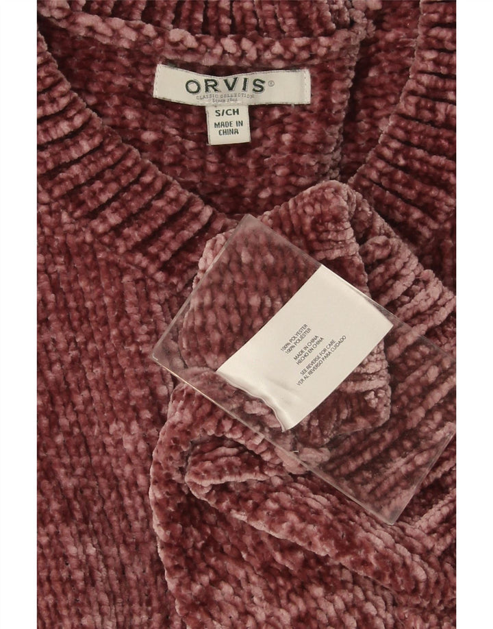 ORVIS Womens Oversized V-Neck Jumper Sweater UK 10 Small Burgundy