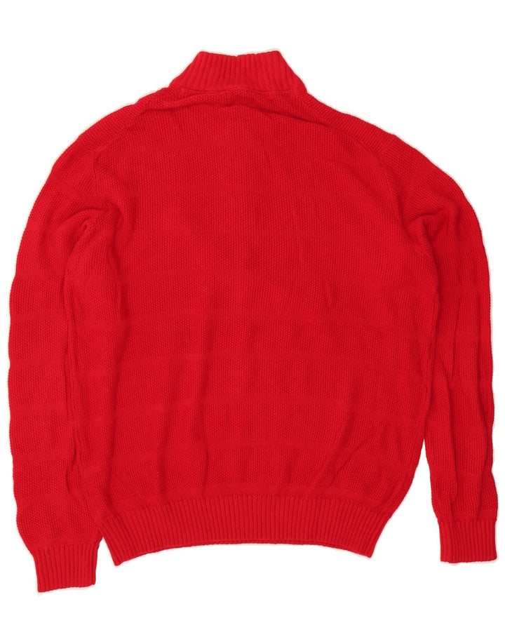 IZOD Mens Zip Neck Jumper Sweater Large Red Cotton Vintage Izod and Second-Hand Izod from Messina Hembry 