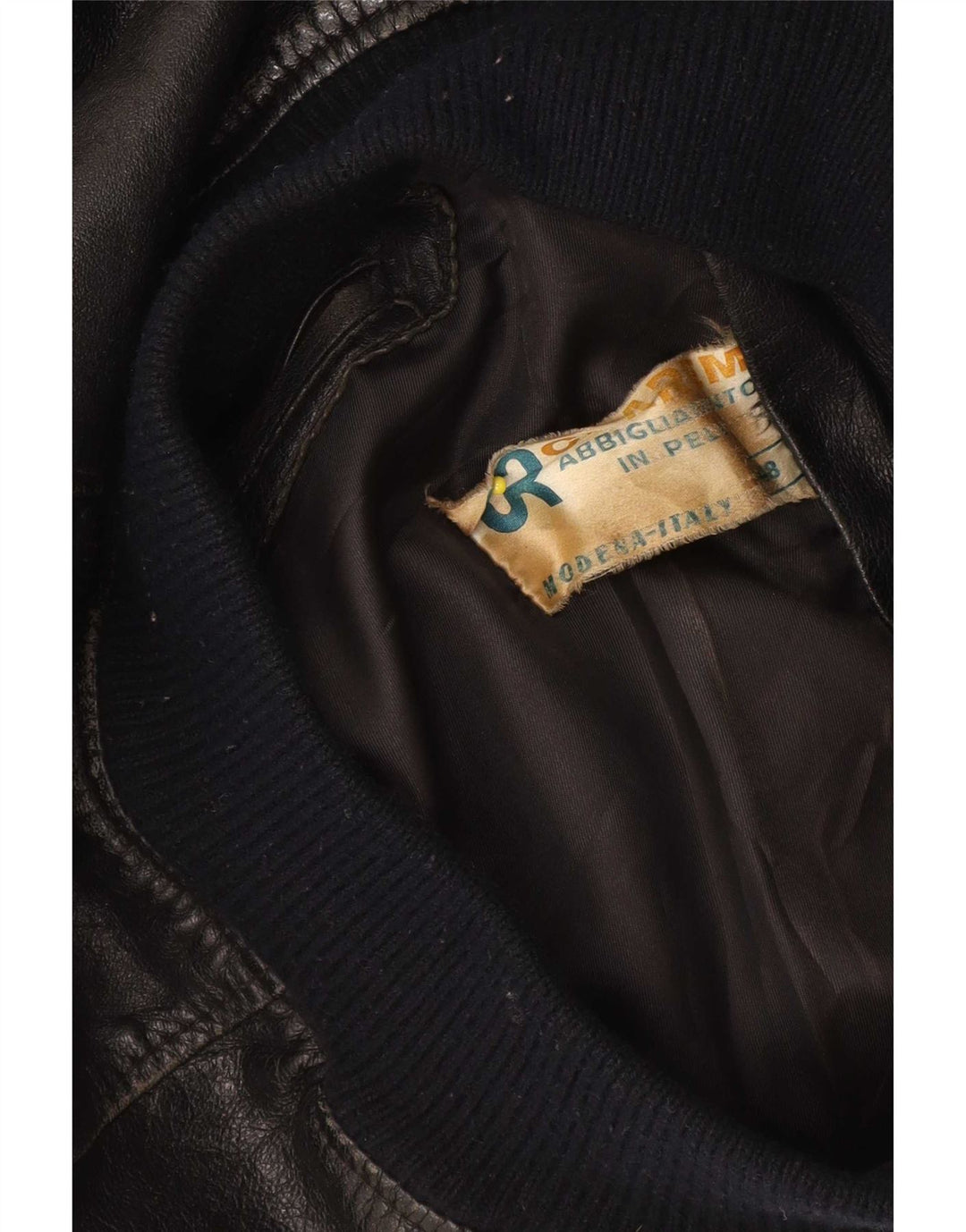 Giacca in pelle vintage da uomo IT 48 media nera