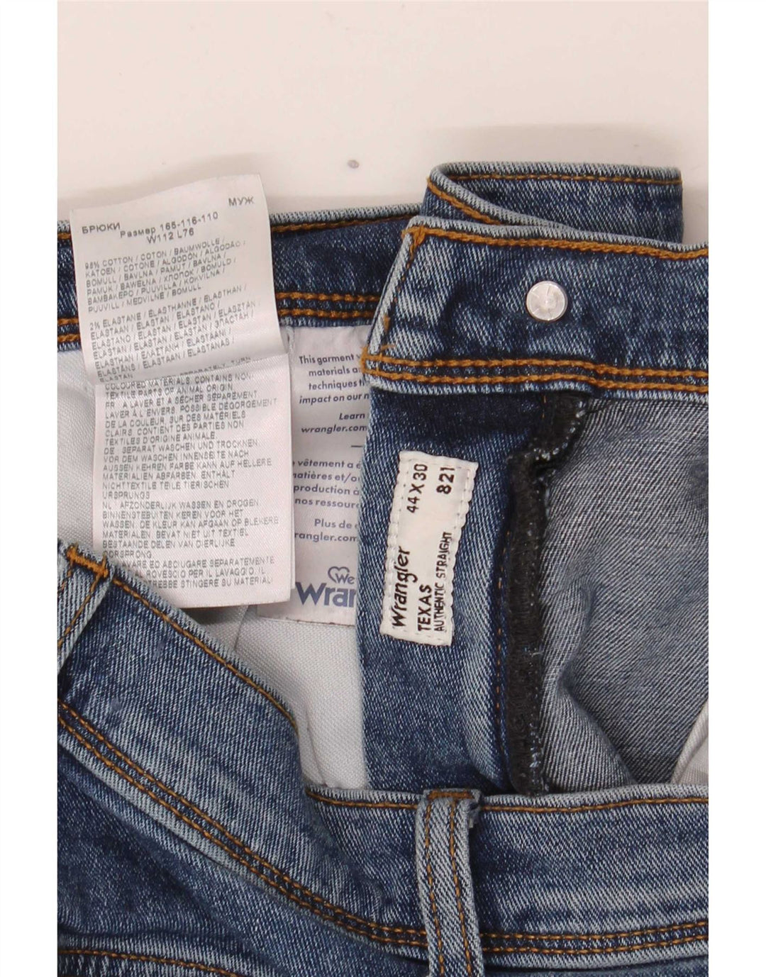 Jeans dritti da uomo Wrangler Texas W44 L30 cotone blu