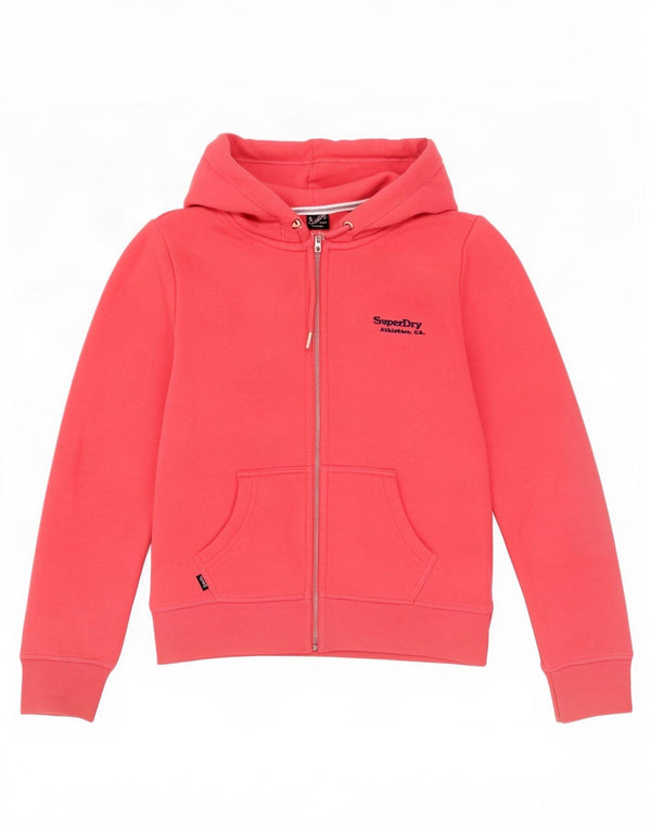 Maglione con cappuccio e zip da donna Superdry UK 10 piccolo cotone rosa