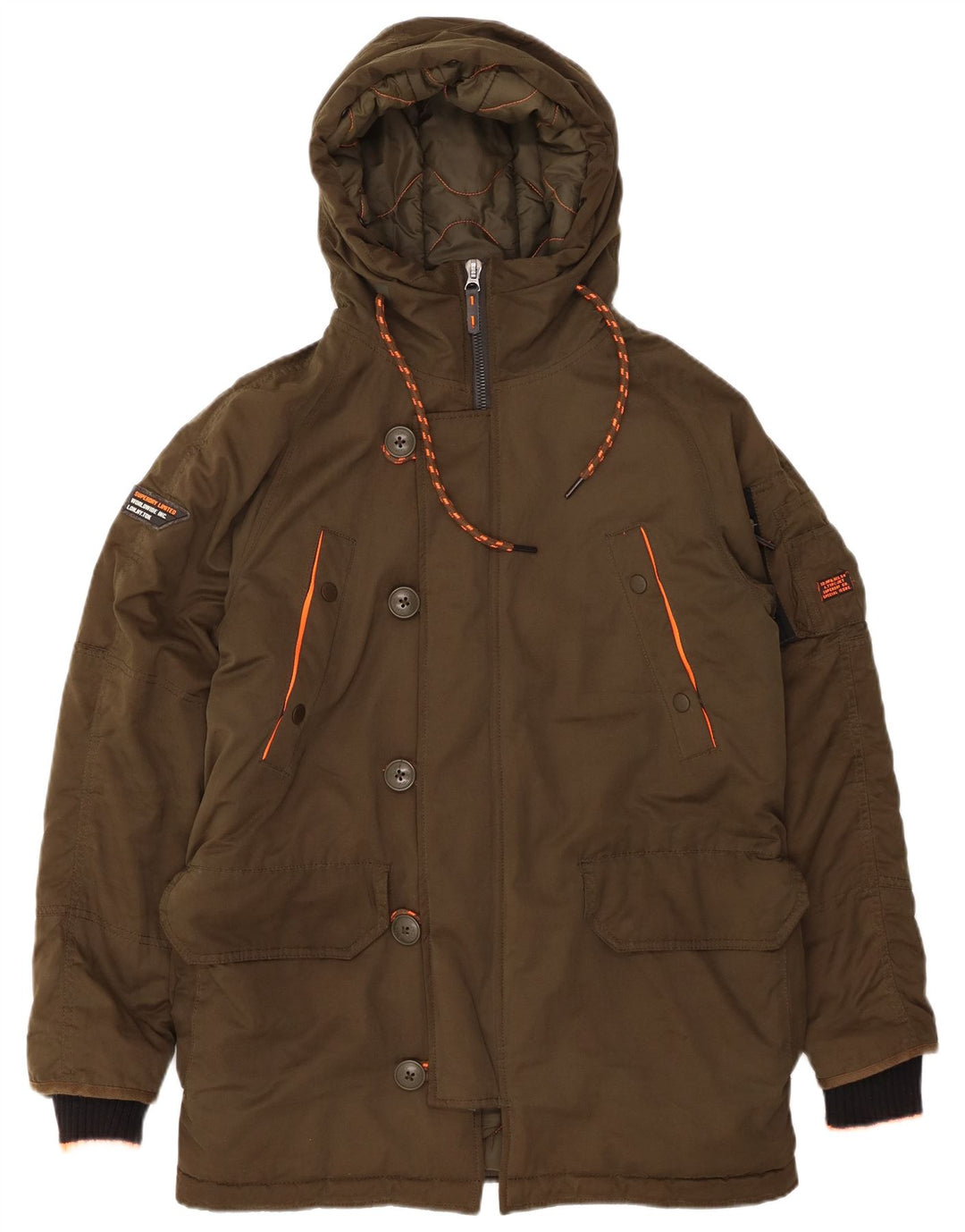 Giacca parka da uomo con cappuccio SUPERDRY UK 38 poliestere kaki medio