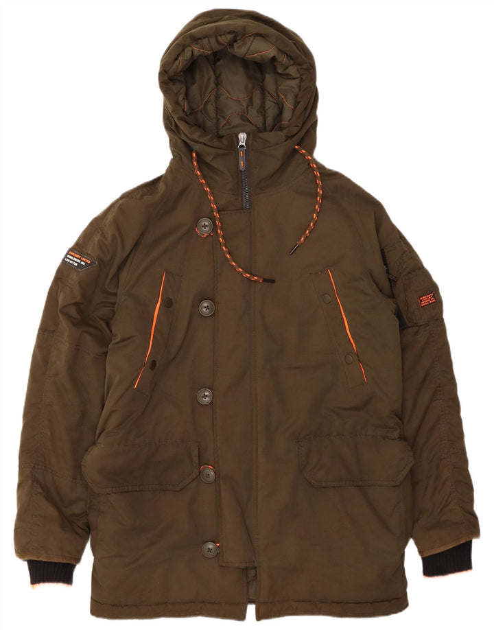 Giacca parka da uomo con cappuccio SUPERDRY UK 38 poliestere kaki medio