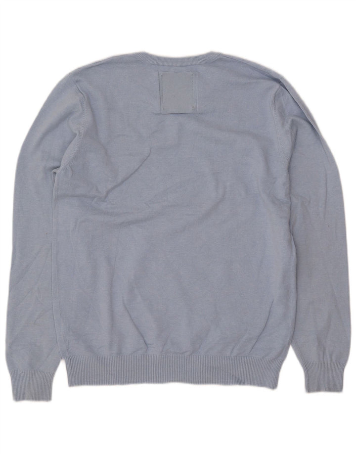 JACK & JONES Maglione da uomo con scollo a V grande in acrilico blu