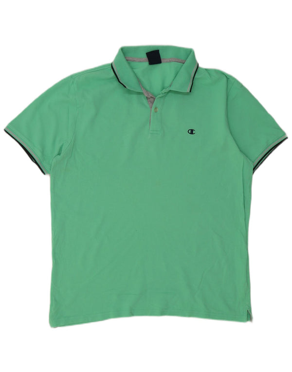 Polo da uomo Champion in cotone a righe grandi verdi