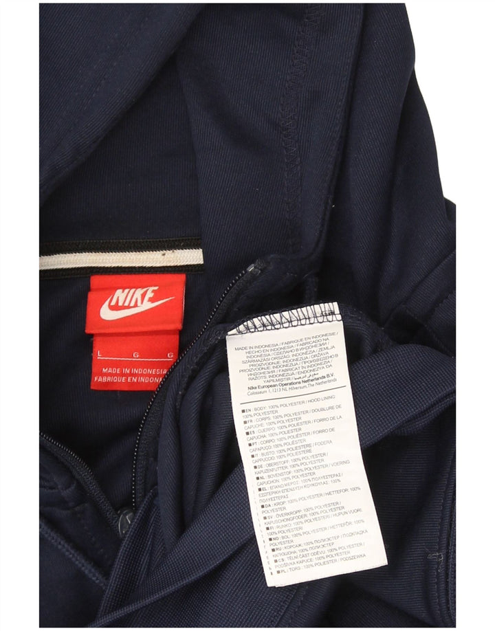 Felpa con cappuccio e zip Nike da uomo, grande, in poliestere color block blu navy