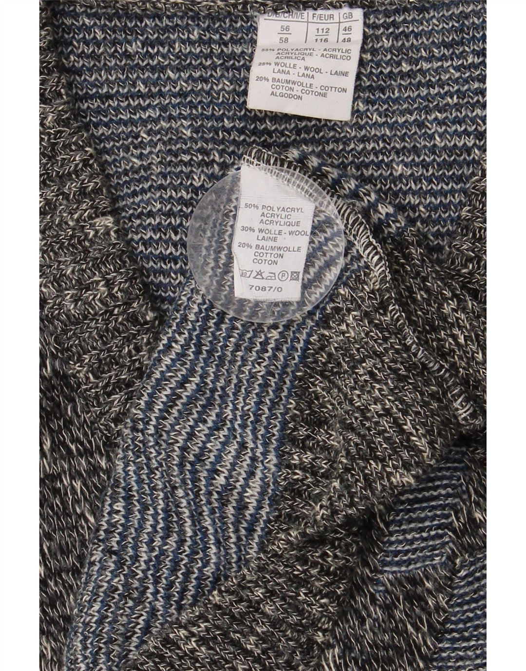 Maglione maglione con scollo a V da uomo VINTAGE UK 46/48 2XL geometrico multicolore