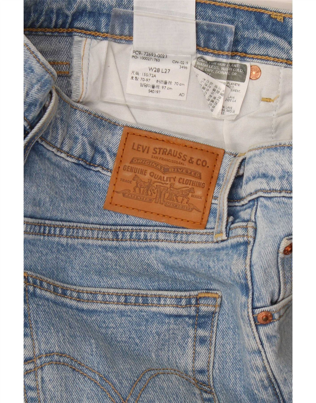 Jeans dritti Ribcage da donna Levi's W28 L27 cotone blu