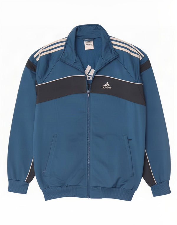 Giacca da ginnastica grafica da uomo Adidas UK 38/40 Colorblock blu medio