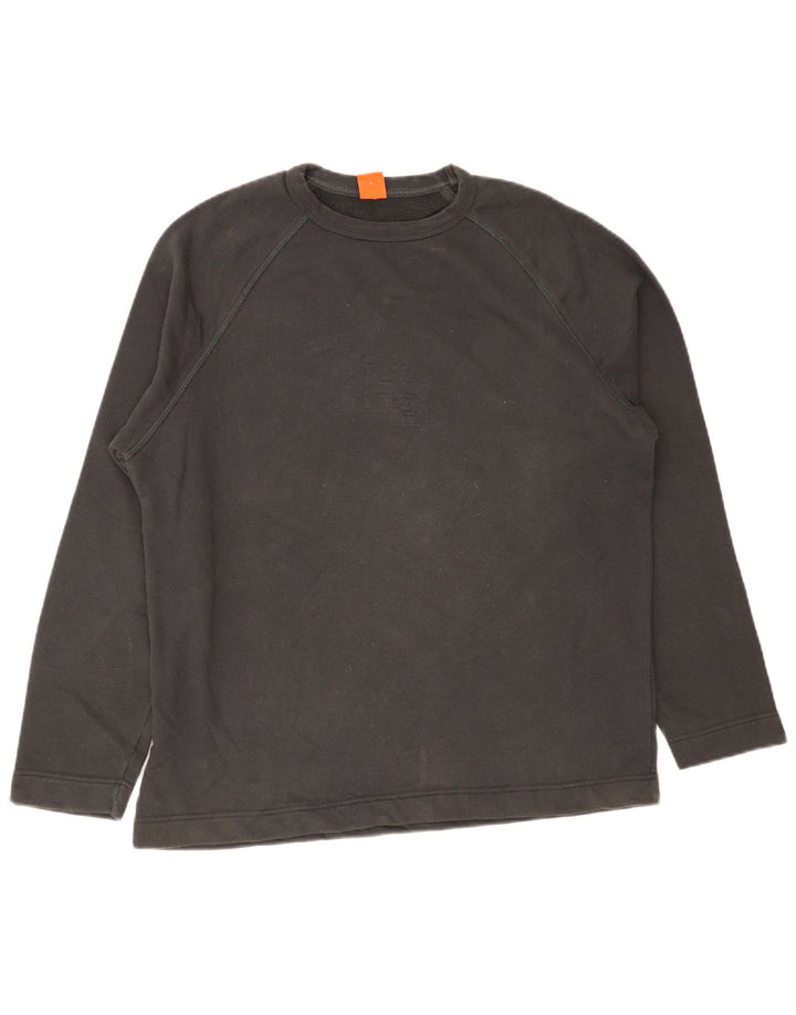 Hugo Boss Top grafico da uomo a maniche lunghe in cotone grigio grande