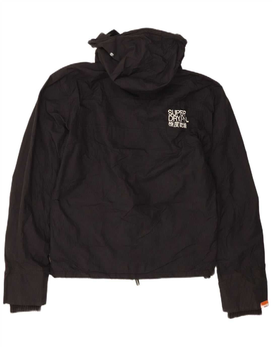 Giacca a vento con cappuccio grafica da donna Superdry UK 14 nylon nero medio