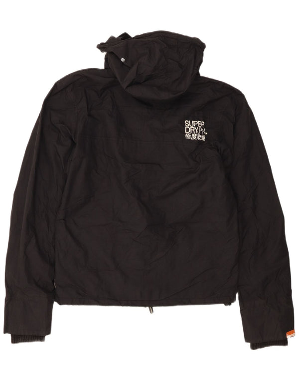 Giacca a vento con cappuccio grafica da donna Superdry UK 14 nylon nero medio