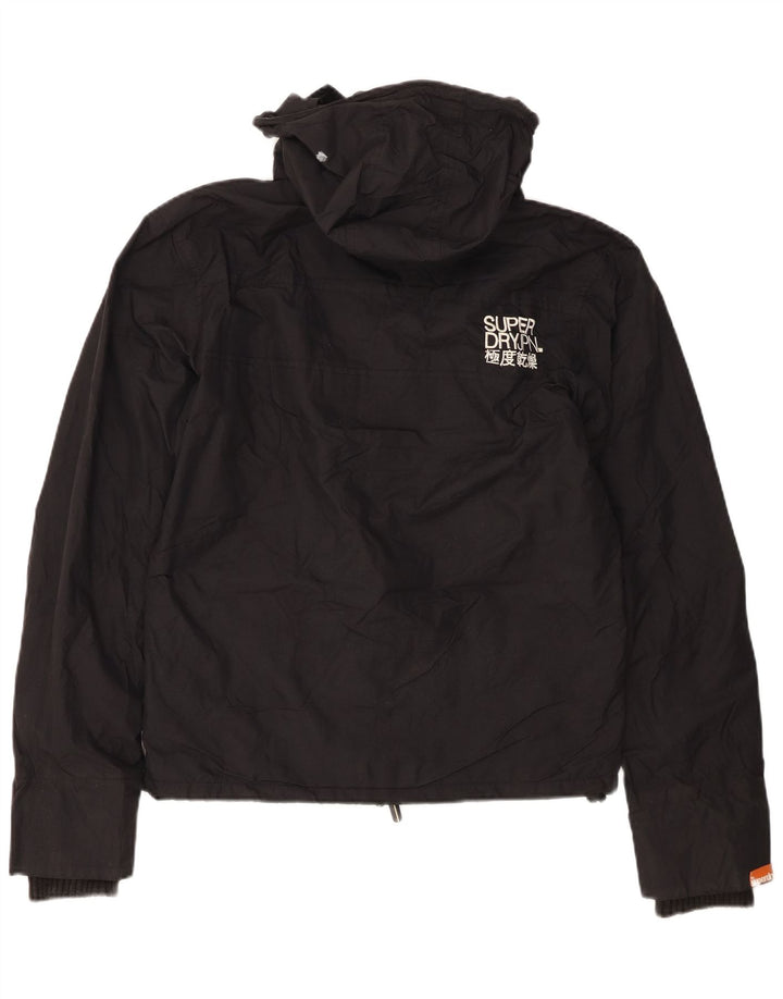 Giacca a vento con cappuccio grafica da donna Superdry UK 14 nylon nero medio