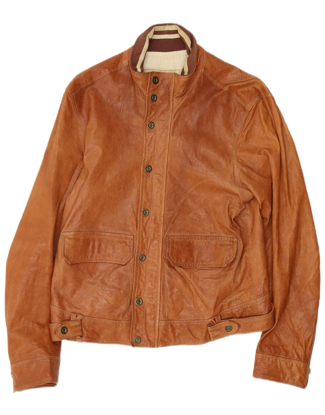 Giubbotto bomber in pelle da uomo vintage IT 50 grande in pelle beige