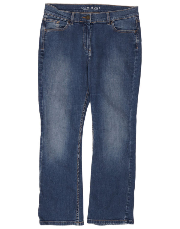 Jeans bootcut slim da donna Marks & Spencer UK 14 Large W34 L28 Cotone blu