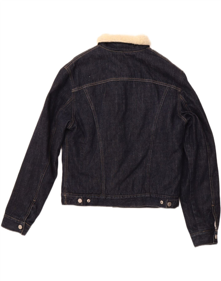 RIFLE Giacca da donna in denim sherpa UK 16 grande cotone blu navy