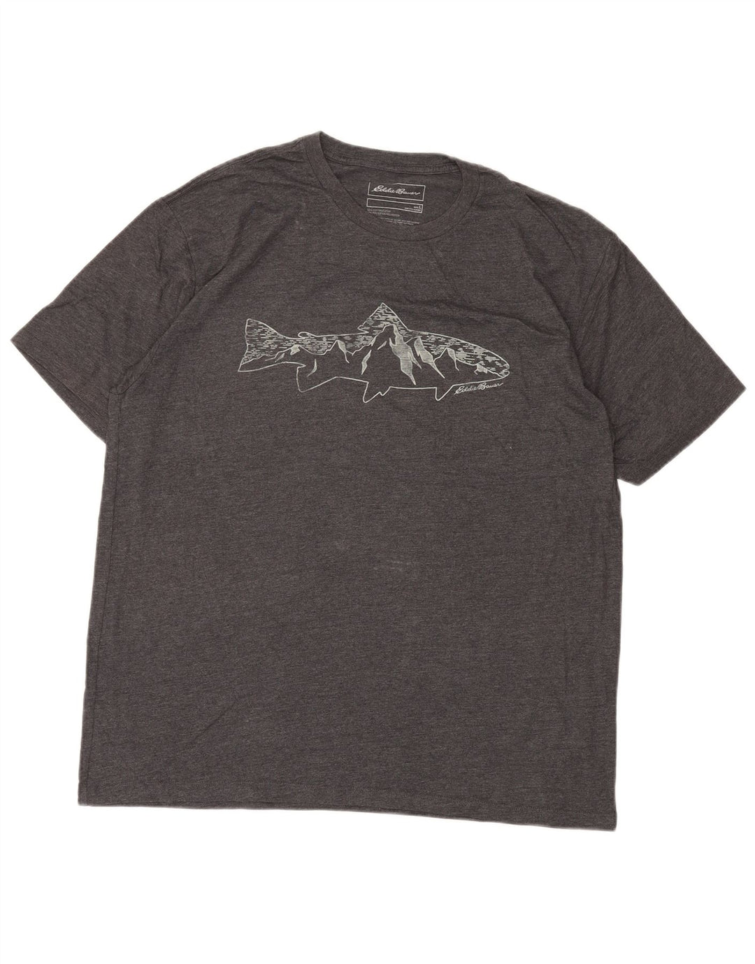 T-shirt grafica da uomo EDDIE BAUER Top grande in cotone chiazzato grigio