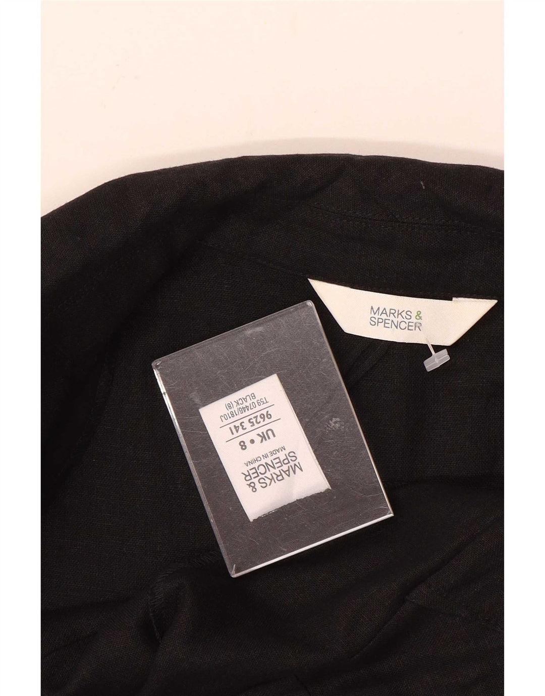 Giacca blazer con maniche a 3/4 da donna Marks & Spencer UK 8 piccola in lino nero