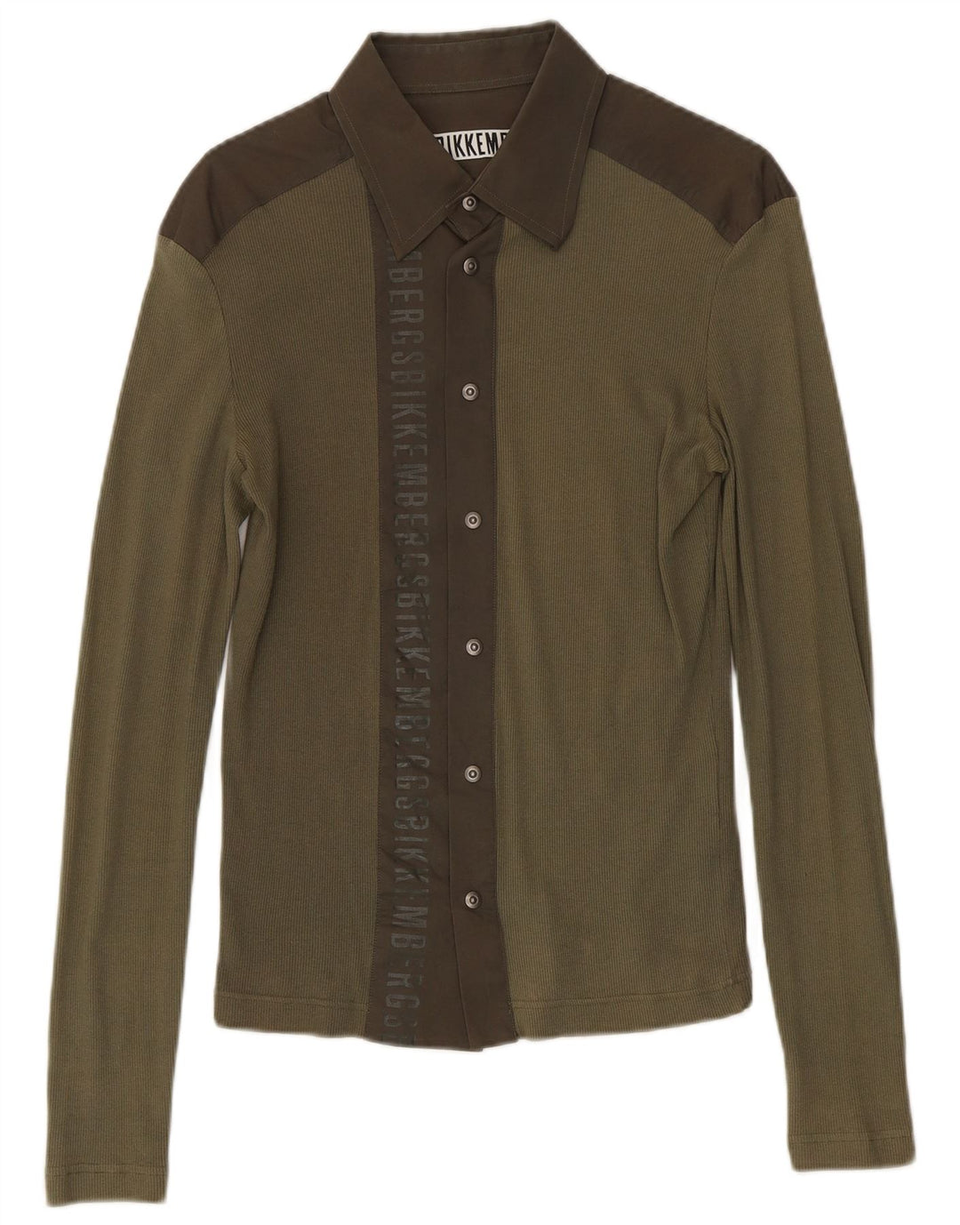 Camicia grafica da uomo Bikkembergs in cotone color block medio kaki