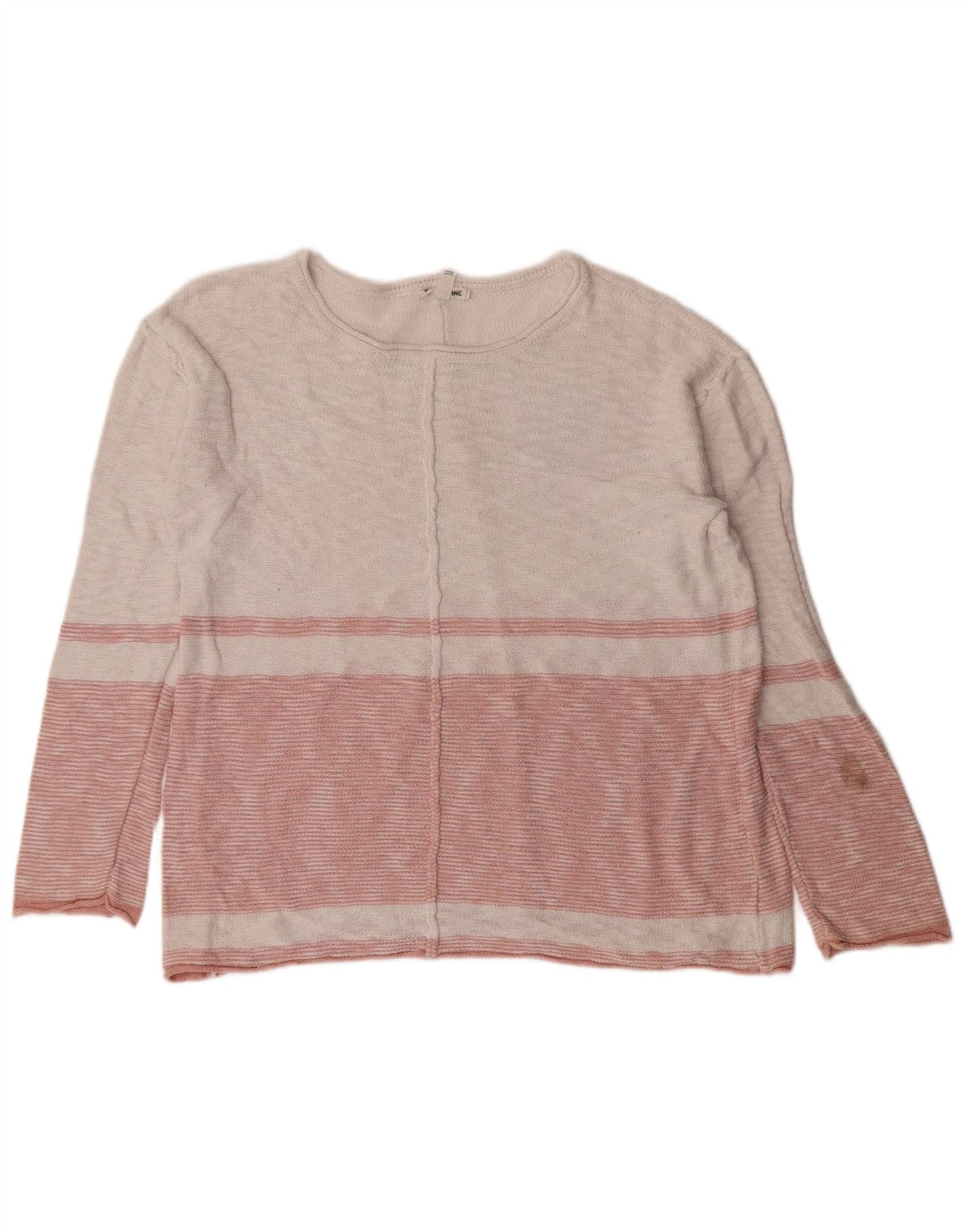 Maglione maglione con scollo a barca da donna Billabong UK 10 piccolo cotone a righe rosa