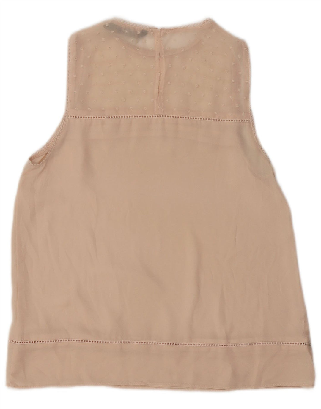 ZARA Camicetta Senza Maniche Trasparente Oversize da Donna UK 6 XS Beige