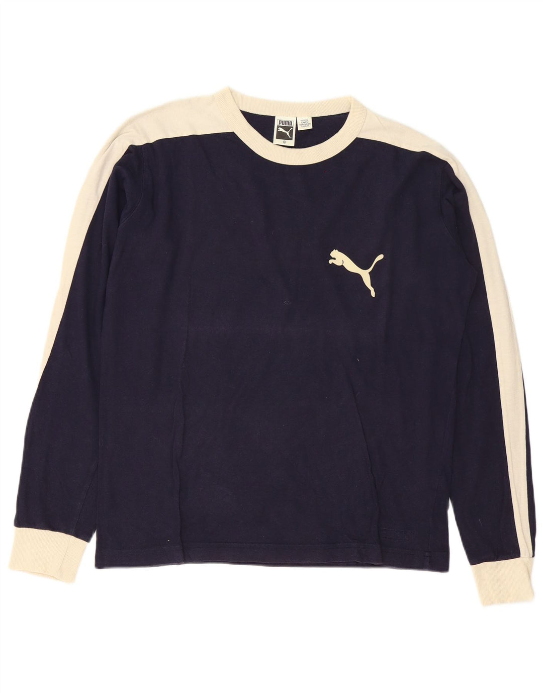 Maglia Puma da uomo a maniche lunghe in cotone color block medio blu navy