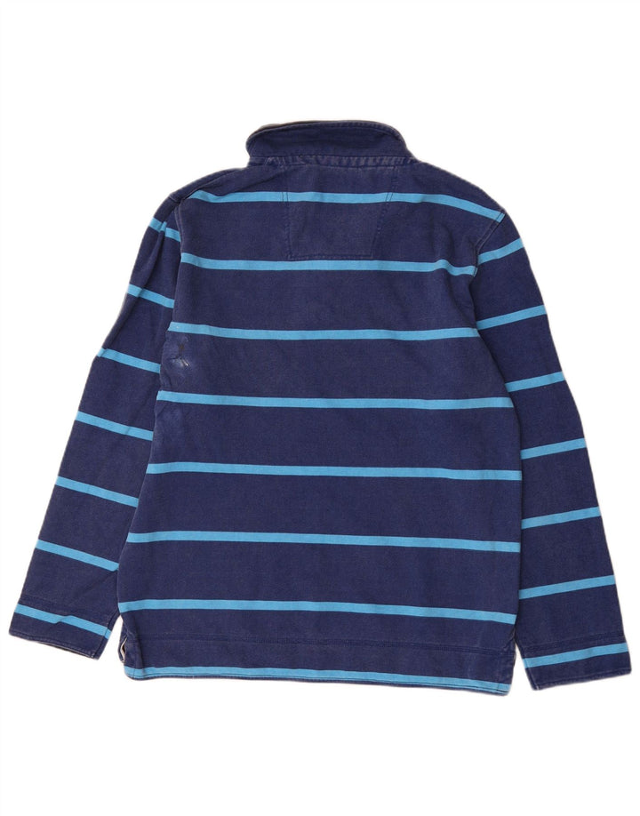 Crew Clothing Felpa da uomo con collo con zip, maglione medio a righe blu navy