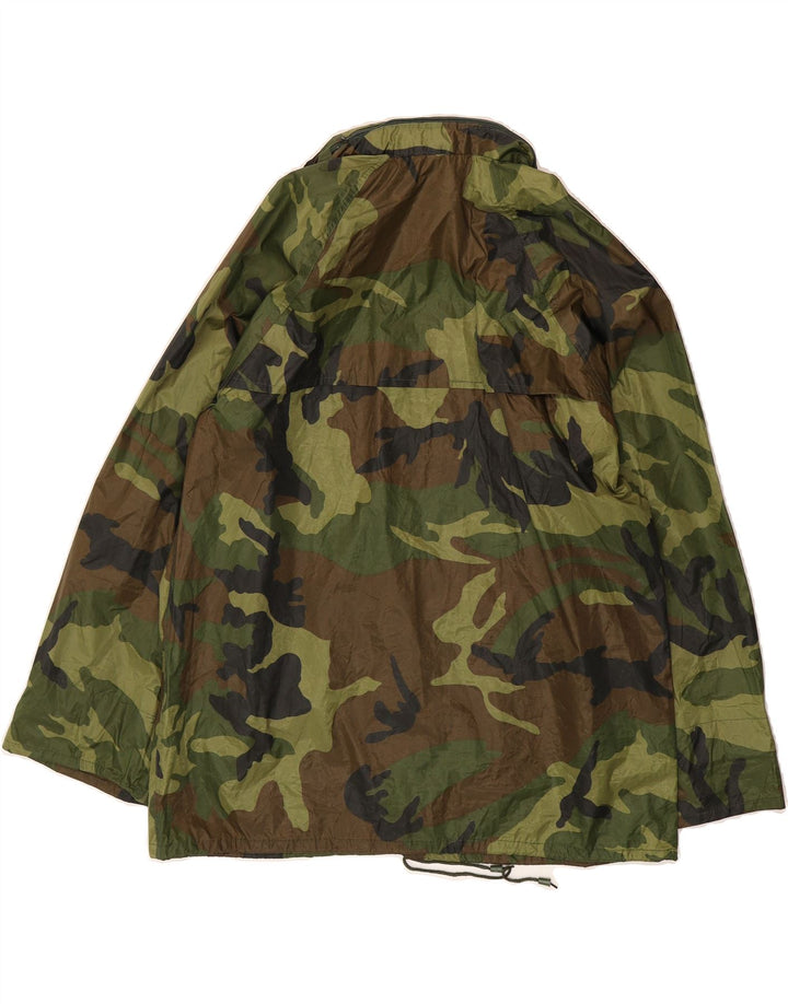 VINTAGE Mens Loose Fit Rain Jacket UK 38 Medium Khaki Camouflage Polyester Vintage Vintage and Second-Hand Vintage from Messina Hembry 