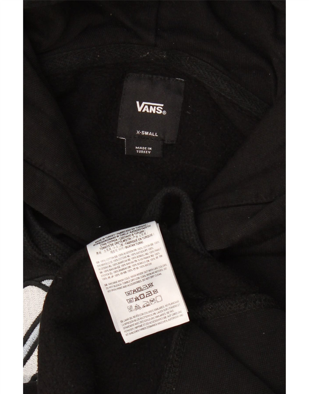 Felpa con cappuccio grafica da uomo VANS XS in cotone nero