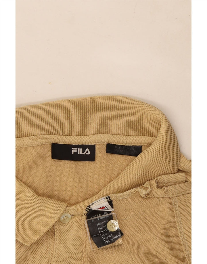 Polo da uomo a maniche lunghe Fila in cotone beige medio